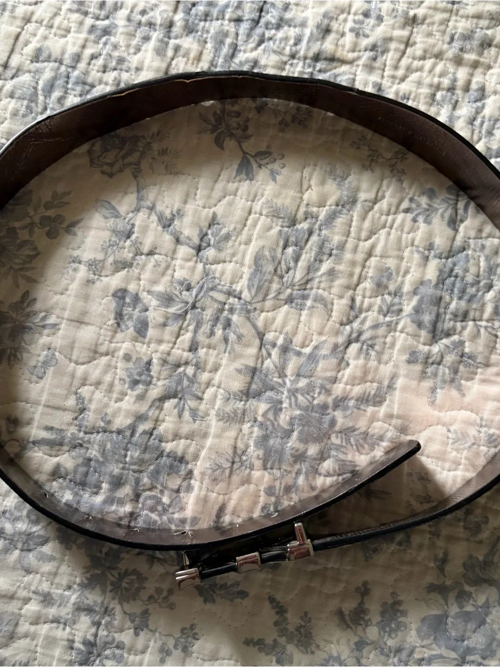 Michael Kors Black Brown Men’s M Logo Belt with Silver MK Buckle